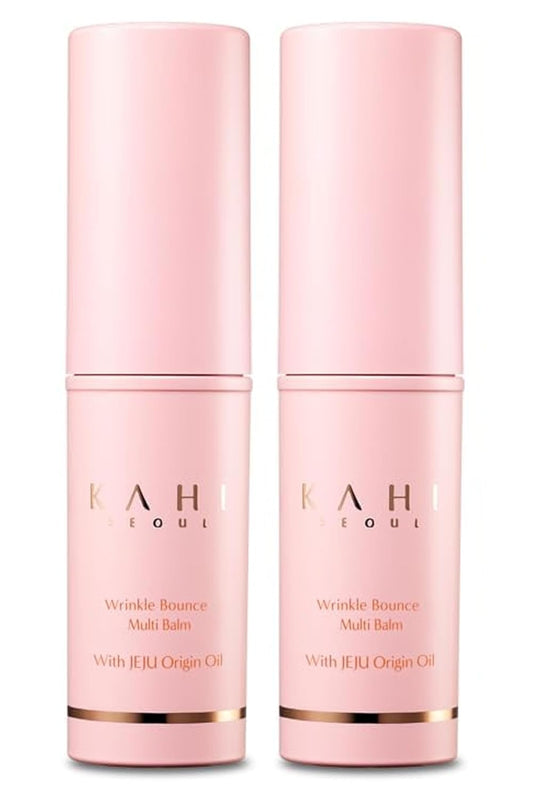 KAHI Wrinkle Bounce Multi Balm - DUO EDITION | All-in-One Hydrating Balm Eye Cream Make Up Base & Moisture Stick | Daily Moisturizer Stick with Salmon-derived sodium DNA (0.64 oz)