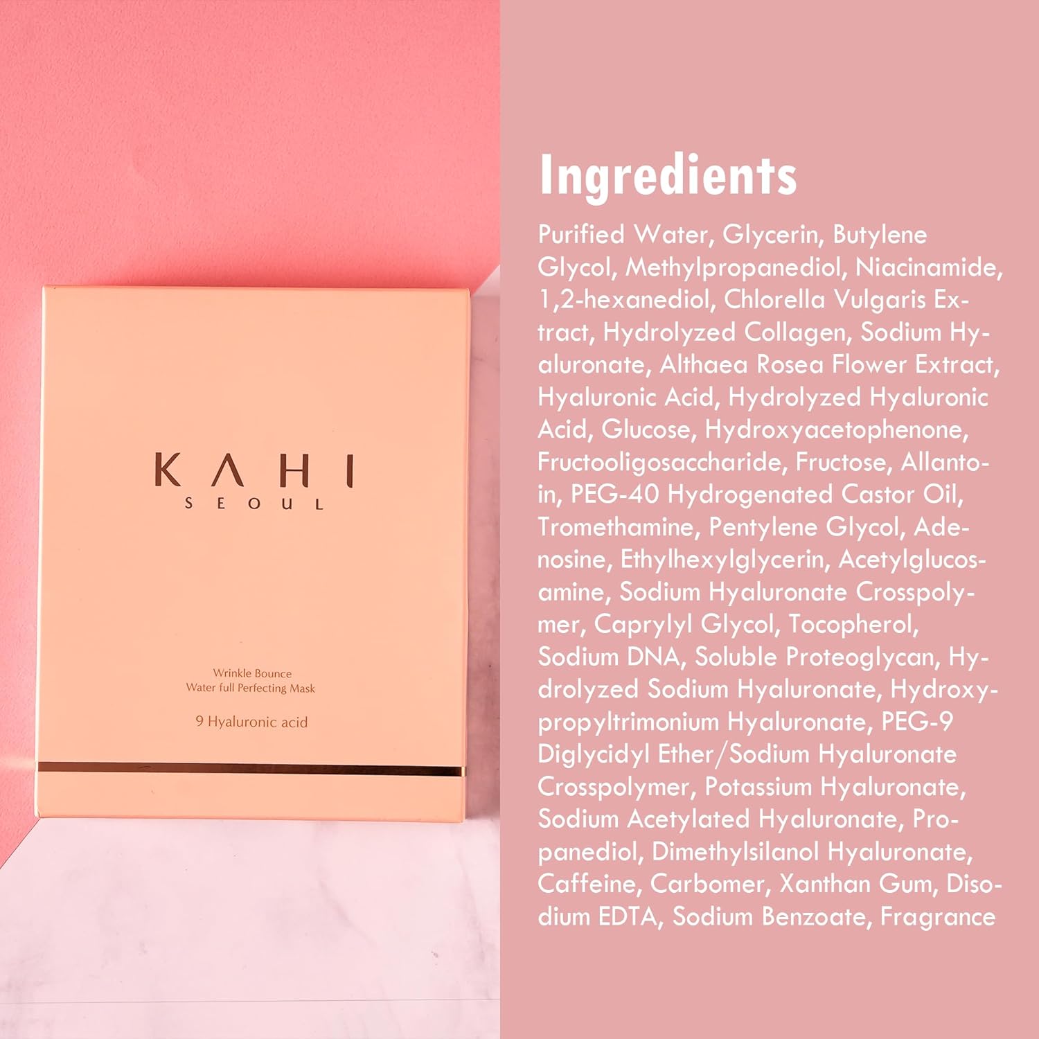 KAHI Wrinkle Bounce Water Full Perfecting Hydrating Face Mask Skin Care | Hyaluronic Acid Face Mask Korean Sheet Mask | Brightening Face Masks Beauty Glass Skin Korean Skincare (6EA, 1.23 oz)