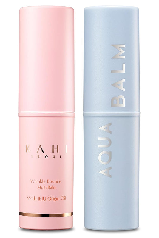 KAHI Multi Balm Max Daily Face Moisturizer + Aqua Korean Sunblock Stick | All-in-One Hydrating Lip, Eye, Neck Cream, Make Up Base & Face Mist Moisture Stick (0.30 fl oz, EA)